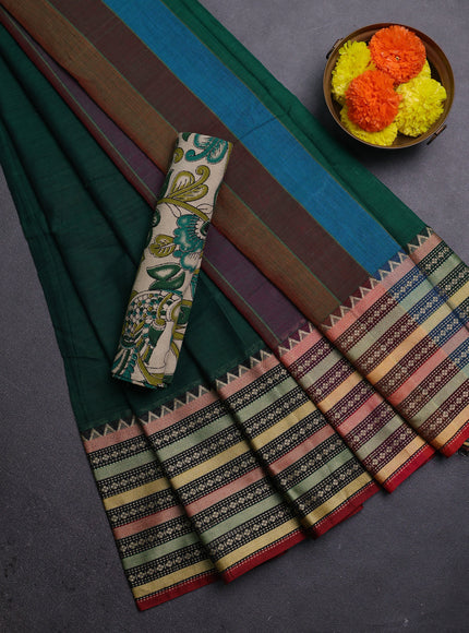 Green & Beige Narayanpet Cotton - Kalamkari Blouse