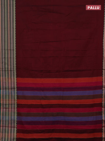 Maroon & Green Narayanpet Cotton - Kalamkari Blouse