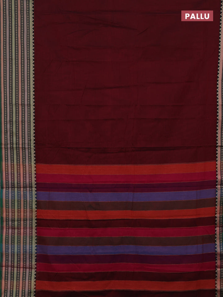Maroon & Green Narayanpet Cotton - Kalamkari Blouse