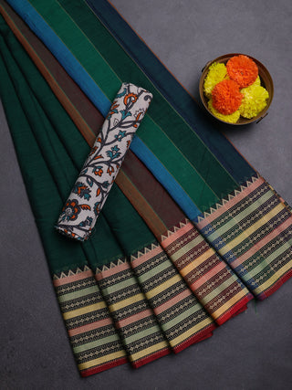 Green & Beige Narayanpet Cotton - Kalamkari Blouse