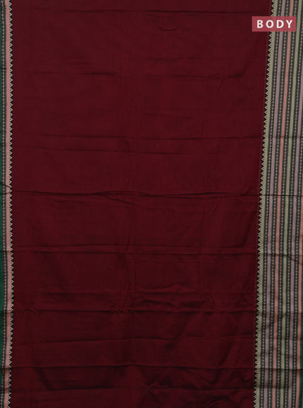 Maroon & Green Narayanpet Cotton - Kalamkari Blouse