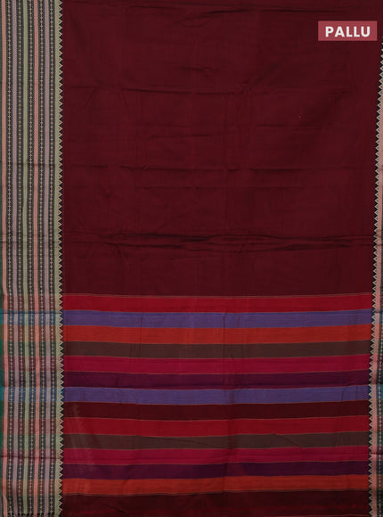 Maroon & Green Narayanpet Cotton - Kalamkari Blouse