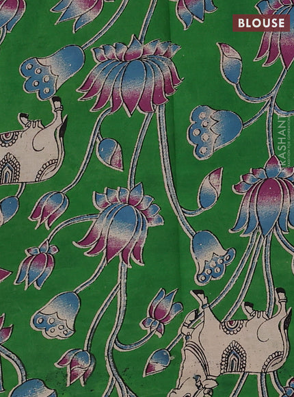Red & Green Narayanpet Cotton - Kalamkari Blouse