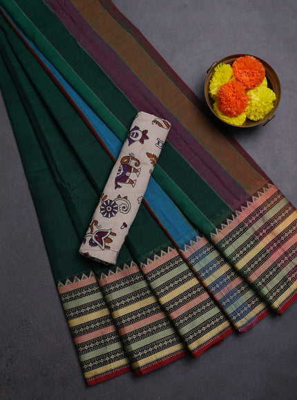 Green & Beige Narayanpet Cotton - Kalamkari Blouse