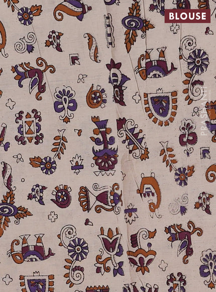 Green & Beige Narayanpet Cotton - Kalamkari Blouse