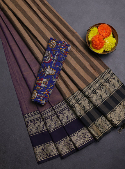 Purple & Royal Blue Narayanpet Cotton - Kalamkari Blouse