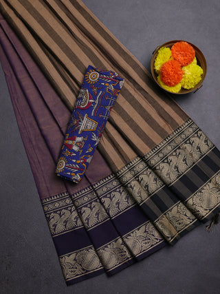 Purple & Royal Blue Narayanpet Cotton - Kalamkari Blouse