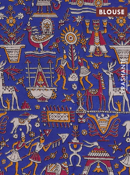 Purple & Royal Blue Narayanpet Cotton - Kalamkari Blouse