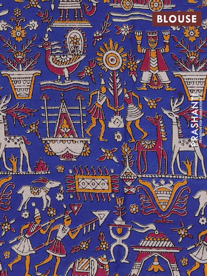 Purple & Royal Blue Narayanpet Cotton - Kalamkari Blouse