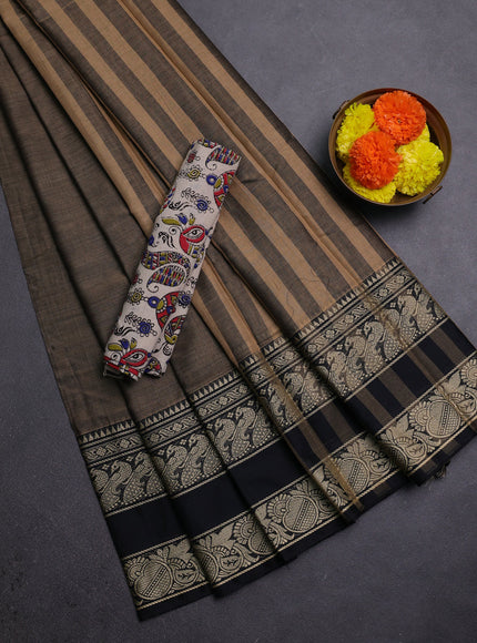 Chiku & Beige Narayanpet Cotton - Kalamkari Blouse