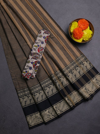 Chiku & Beige Narayanpet Cotton - Kalamkari Blouse