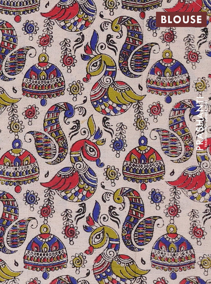 Chiku & Beige Narayanpet Cotton - Kalamkari Blouse