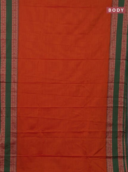 Orange & Green Narayanpet Cotton - Kalamkari Blouse