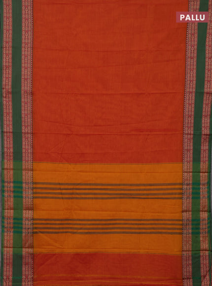 Orange & Green Narayanpet Cotton - Kalamkari Blouse