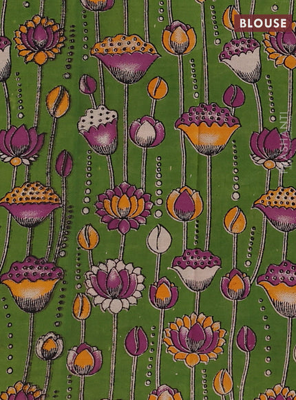 Orange & Green Narayanpet Cotton - Kalamkari Blouse