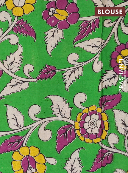 Mustard Yellow & Green Narayanpet Cotton - Kalamkari Blouse