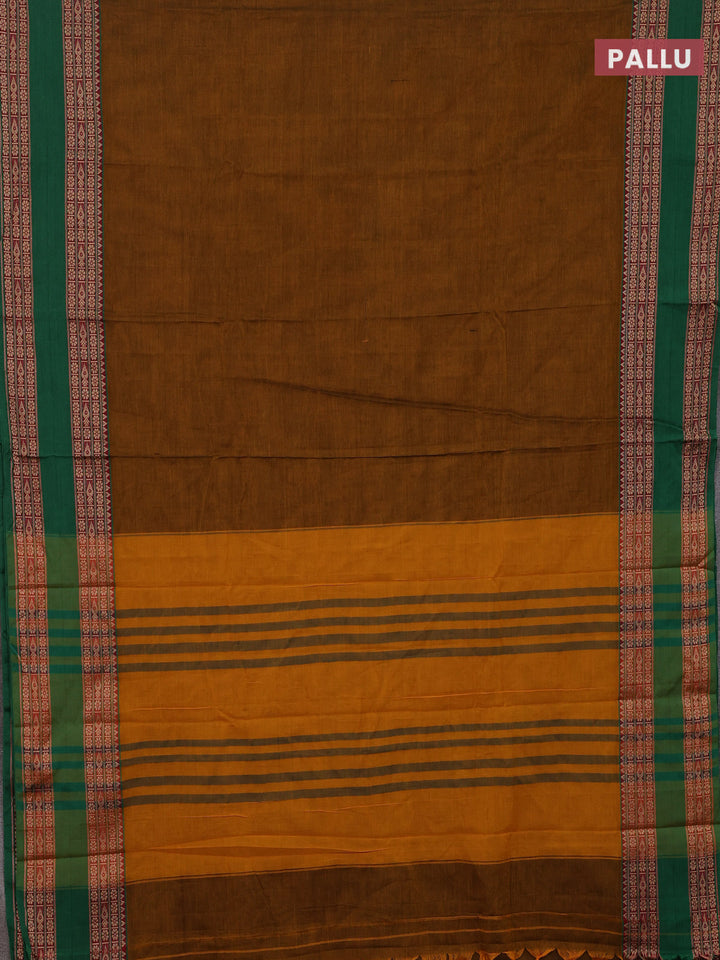 Mustard Yellow & Green Narayanpet Cotton - Kalamkari Blouse