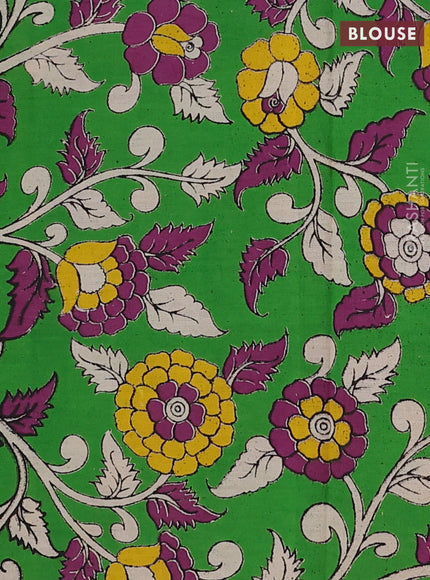 Mustard Yellow & Green Narayanpet Cotton - Kalamkari Blouse