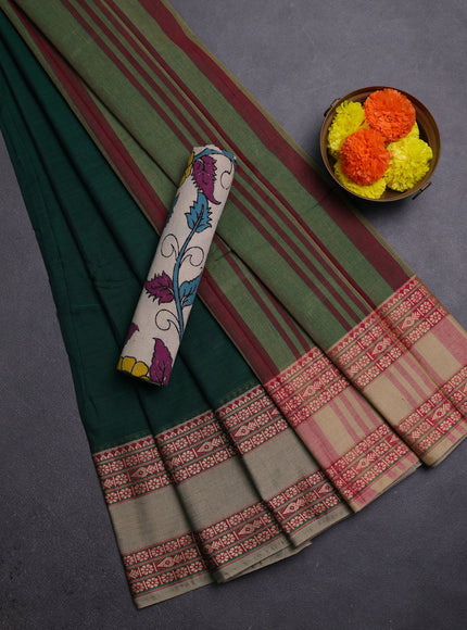 Green & Beige Narayanpet Cotton - Kalamkari Blouse