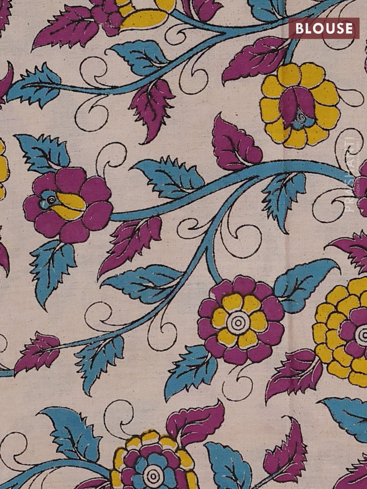 Green & Beige Narayanpet Cotton - Kalamkari Blouse