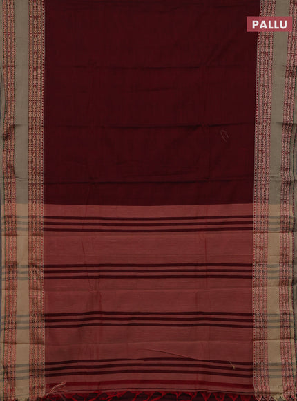 Maroon & Grey Narayanpet Cotton - Kalamkari Blouse