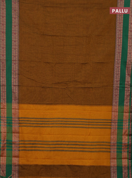 Mustard Yellow & Green Narayanpet Cotton - Kalamkari Blouse