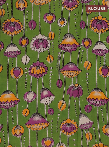Mustard Yellow & Green Narayanpet Cotton - Kalamkari Blouse