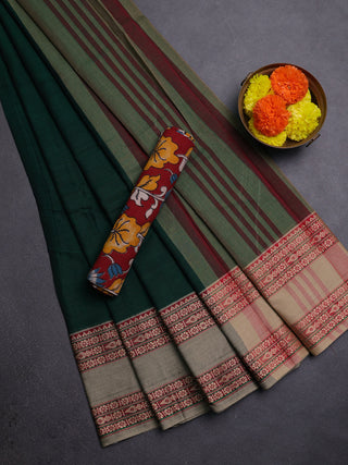 Green & Maroon Narayanpet Cotton - Kalamkari Blouse