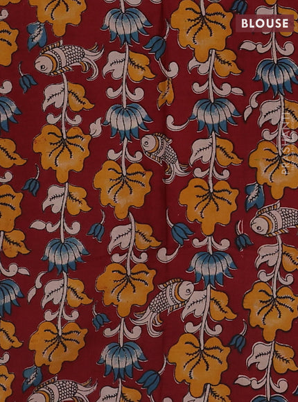 Green & Maroon Narayanpet Cotton - Kalamkari Blouse