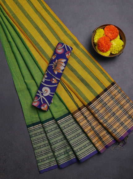 Green & Royal Blue Narayanpet Cotton - Kalamkari Blouse