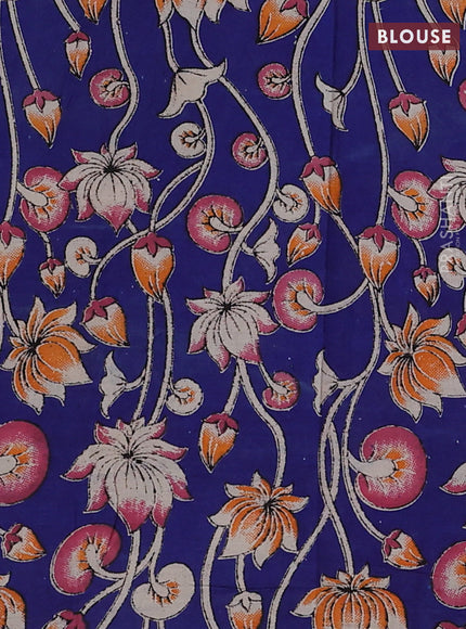 Green & Royal Blue Narayanpet Cotton - Kalamkari Blouse
