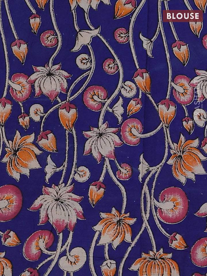Green & Royal Blue Narayanpet Cotton - Kalamkari Blouse