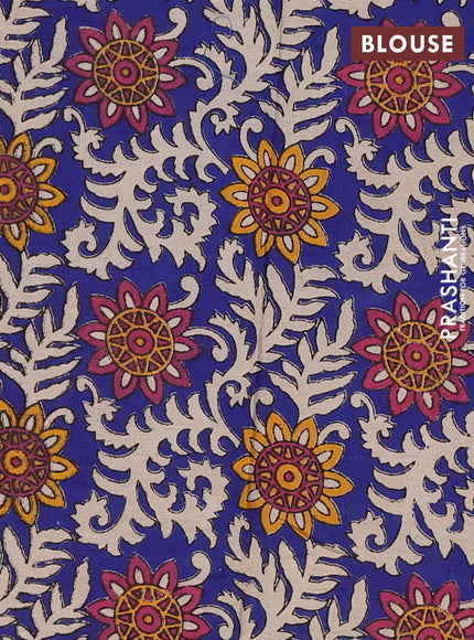 Mehendi Green & Royal Blue Narayanpet Cotton - Kalamkari Blouse