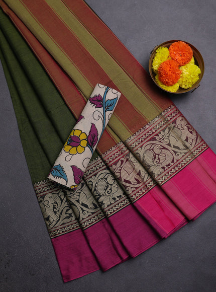 Sap Green & Beige Narayanpet Cotton - Kalamkari Blouse
