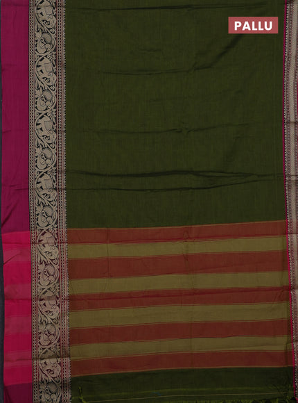 Sap Green & Beige Narayanpet Cotton - Kalamkari Blouse