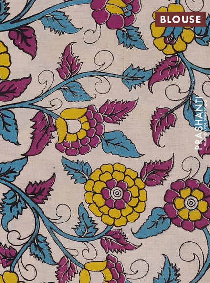 Sap Green & Beige Narayanpet Cotton - Kalamkari Blouse