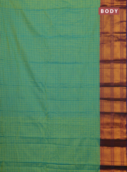 Teal Green & Royal Blue Narayanpet Cotton - Kalamkari Blouse
