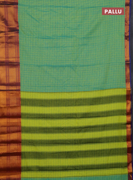 Teal Green & Royal Blue Narayanpet Cotton - Kalamkari Blouse