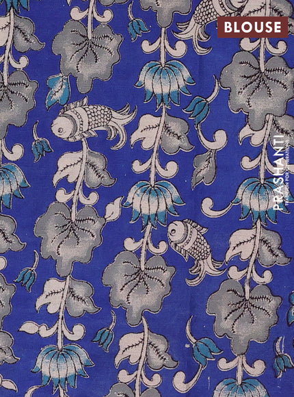 Teal Green & Royal Blue Narayanpet Cotton - Kalamkari Blouse