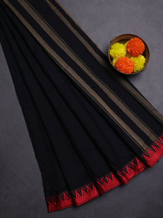 Black Narayanpet Cotton Saree