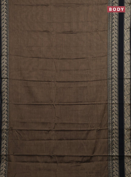 Chiku & Black Narayanpet Cotton Saree