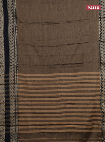 Chiku & Black Narayanpet Cotton Saree