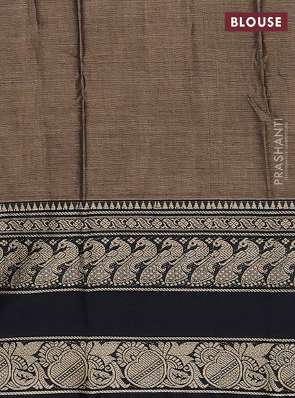 Chiku & Black Narayanpet Cotton Saree
