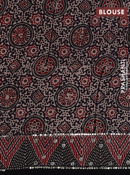Jamun & Black Modal Silk Saree - Embroidery