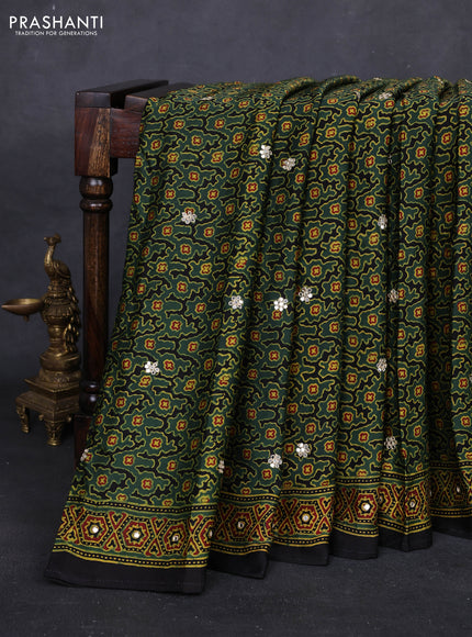 Green & Black Modal Silk Saree - Embroidery
