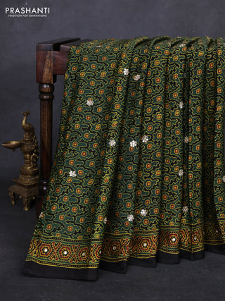 Green & Black Modal Silk Saree - Embroidery