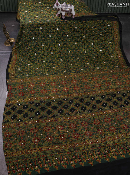 Green & Black Modal Silk Saree - Embroidery