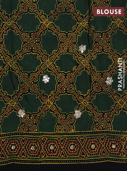 Green & Black Modal Silk Saree - Embroidery