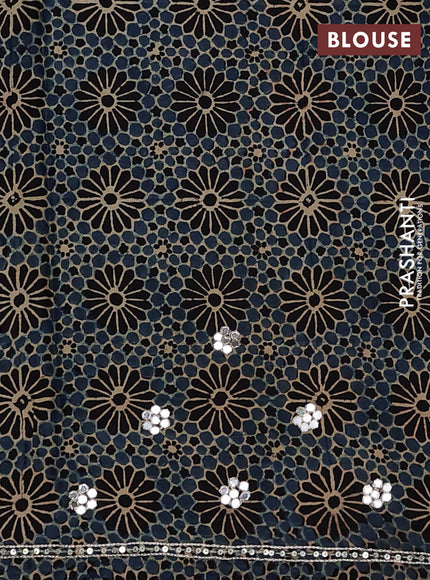 Black & Maroon Modal Silk Saree - Embroidery