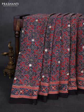 Red & Black Modal Silk Saree - Embroidery